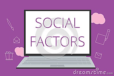 Text sign showing Social Factors. Conceptual photo Things that influences lifestyle Cultural Differences Stock Photo