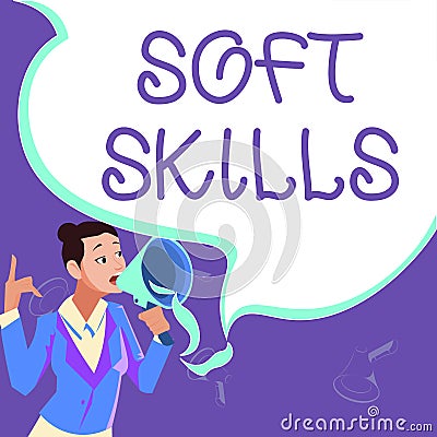 Text sign showing Soft Skills. Business showcase personal attribute enable interact effectively with other showing Stock Photo