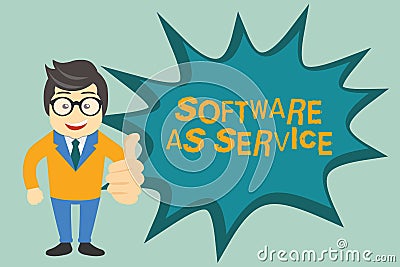 Text sign showing Software As Service. Conceptual photo On Demand licensed on Subscription and centrally hosted Stock Photo