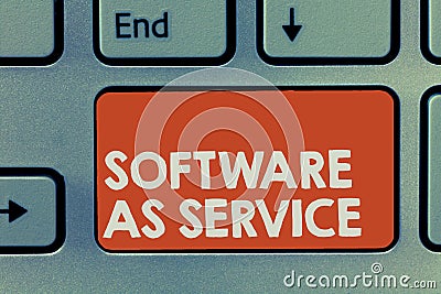 Text sign showing Software As Service. Conceptual photo On Demand licensed on Subscription and centrally hosted Stock Photo