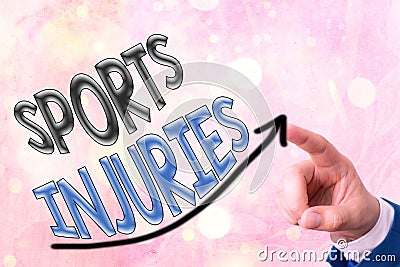 Text sign showing Sports Injuries. Conceptual photo injuries that occur when engaging in sports or exercise digital Stock Photo
