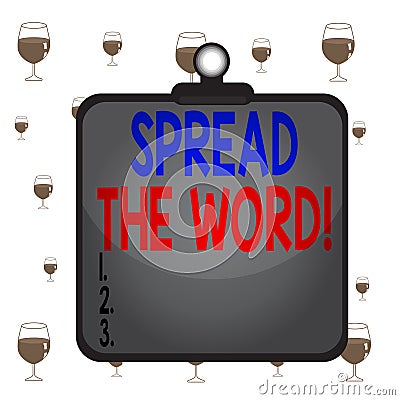 Text sign showing Spread The Word. Conceptual photo share the information or news using social media Clipboard colorful Stock Photo