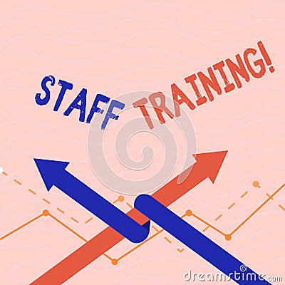 Text sign showing Staff Training. Conceptual photo Teaching Teamwork new things Employee Education Preparation. Stock Photo