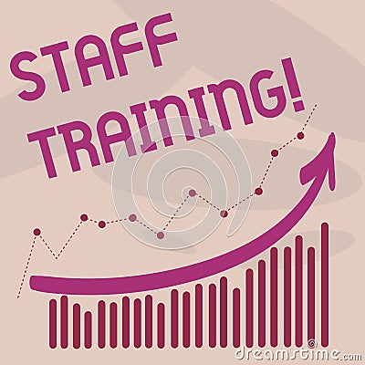 Text sign showing Staff Training. Conceptual photo Teaching Teamwork new things Employee Education Preparation. Stock Photo