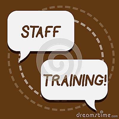 Text sign showing Staff Training. Conceptual photo Teaching Teamwork new things Employee Education Preparation. Stock Photo