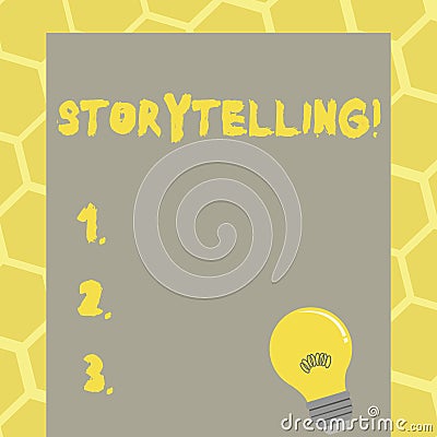 Text sign showing Storytelling. Conceptual photo Tell short Stories Personal Experiences. Stock Photo
