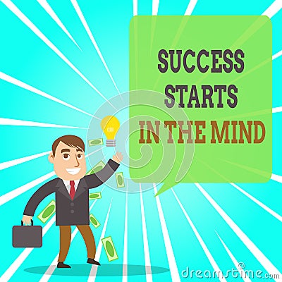 Text sign showing Success Starts In The Mind. Conceptual photo Have positive thoughts accomplish what you want Stock Photo