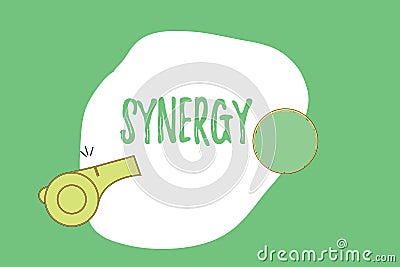 Text sign showing Synergy. Conceptual photo Interaction Cooperation between organizations Teamwork collaboration Stock Photo