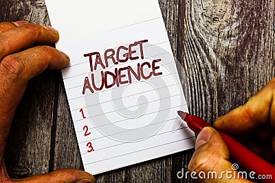 Text sign showing Target Audience. Conceptual photo category of people you want to address your words to Stock Photo