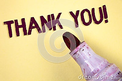 Text sign showing Thank You Motivational Call. Conceptual photo Appreciation greeting Acknowledgment Gratitude written on Plain ba Stock Photo