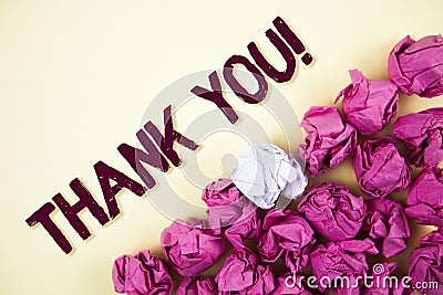 Text sign showing Thank You Motivational Call. Conceptual photo Appreciation greeting Acknowledgment Gratitude written on Plain ba Stock Photo