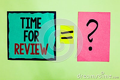 Text sign showing Time For Review. Conceptual photo Evaluation Feedback Moment Performance Rate Assess Black lined Stock Photo