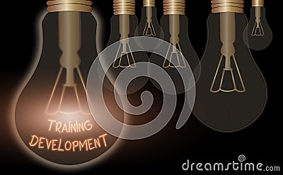 Text sign showing Training Development. Conceptual photo Learn and Expand skills and knowledge Program Stock Photo