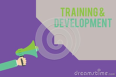 Text sign showing TrainingandDevelopment. Conceptual photo Organize Additional Learning expedite Skills Stock Photo