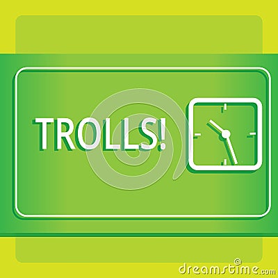 Text sign showing Trolls. Conceptual photo Online troublemakers posting provocative inflammatory messages Modern Design Stock Photo