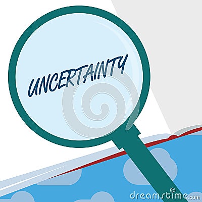 Text sign showing Uncertainty. Conceptual photo State of being uncertain doubt difficult to make a choice Stock Photo