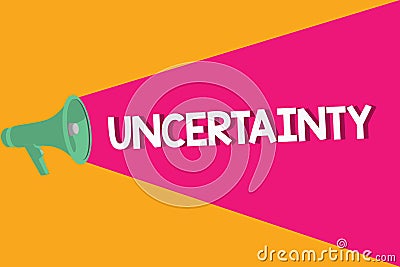 Text sign showing Uncertainty. Conceptual photo State of being uncertain doubt difficult to make a choice Stock Photo