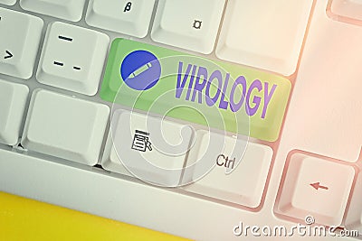 Text sign showing Virology. Conceptual photo branch of science dealing with the variety of viral agents and disease Stock Photo