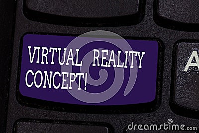 Text sign showing Virtual Reality Concept. Conceptual photo artificial environment that is created with software Stock Photo
