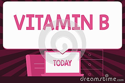 Text sign showing Vitamin B. Conceptual photo Highly important sources and benefits of nutriments folate Blank Huge Stock Photo