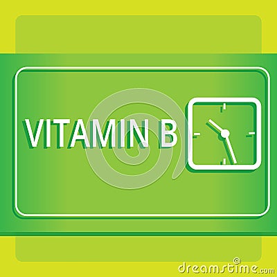 Text sign showing Vitamin B. Conceptual photo Highly important sources and benefits of nutriments folate Modern Design Stock Photo