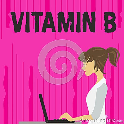 Text sign showing Vitamin B. Conceptual photo Highly important sources and benefits of nutriments folate photo of Young Stock Photo