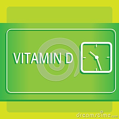 Text sign showing Vitamin D. Conceptual photo Benefits of sunbeam exposure and certain fat soluble nutriments Modern Stock Photo