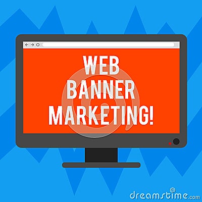 Text sign showing Web Banner Marketing. Conceptual photo entails to embed an advertisement in a web page Blank Computer Stock Photo