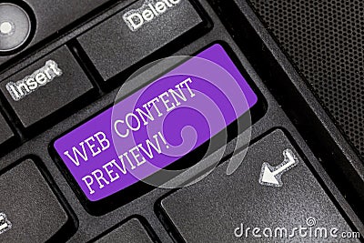 Text sign showing Web Content Preview. Conceptual photo textual visual aural that encountered of user experience Stock Photo