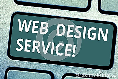 Text sign showing Web Design Service. Conceptual photo development process for creating website focuses factors Keyboard Stock Photo
