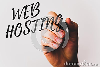 Text sign showing Web Hosting. Conceptual photos Server service that allows somebody to make website accessible Stock Photo
