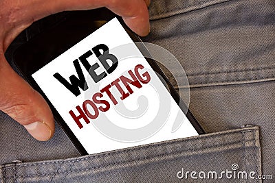 Text sign showing Web Hosting. Conceptual photos Server service that allows somebody to make website accessible Stock Photo