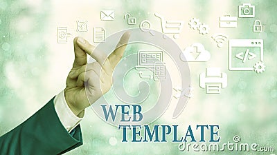 Text sign showing Web Template. Conceptual photo predesigned or plug in webpage or set of HTML webpages Stock Photo