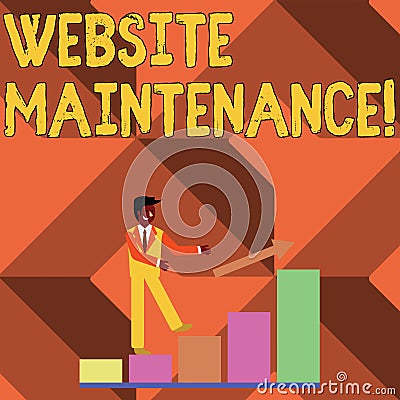 Text sign showing Website Maintenance. Conceptual photo act of regularly checking your website for issues Smiling Stock Photo