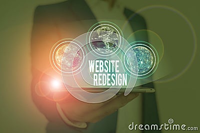 Text sign showing Website Redesign. Conceptual photo modernize improver or evamp your website look and feel Elements of this image Stock Photo