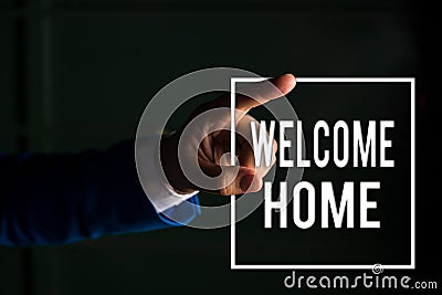 Text sign showing Welcome Home. Conceptual photo Expression Greetings New Owners Domicile Doormat Entry digital Stock Photo