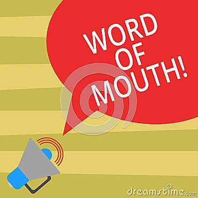 Text sign showing Word Of Mouth. Conceptual photo Oral spreading of information Storytelling Viva Voice Megaphone with Sound Stock Photo