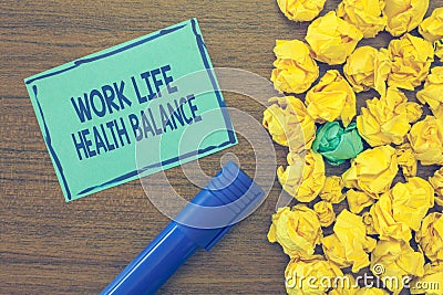 Text sign showing Work Life Health Balance. Conceptual photo Stability and Harmony to prevent burnt out Stock Photo