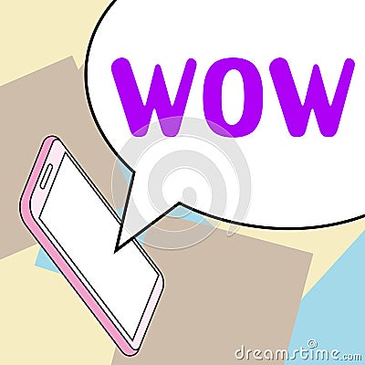 Handwriting text Wow. Business idea Expressing astonishment and awe Historic success Excite someone greatly Stock Photo