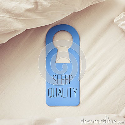Text sleep quality in a door hanger Stock Photo