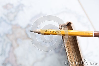 Text: Study Abroad Stock Photo