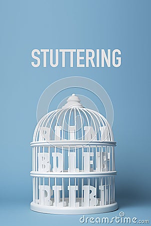 text stuttering and words in birdcage, AI generated Stock Photo