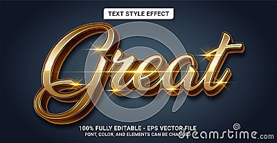 Text Style with Great Golden Theme. Editable Text Style Effect Vector Illustration