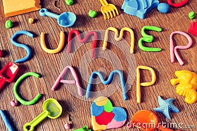 Text summer camp made from modelling clay Stock Photo