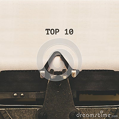 Text Top 10 written in intage type writer from 1920s Stock Photo