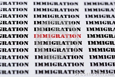 Text/typed word IMMIGRATION Stock Photo