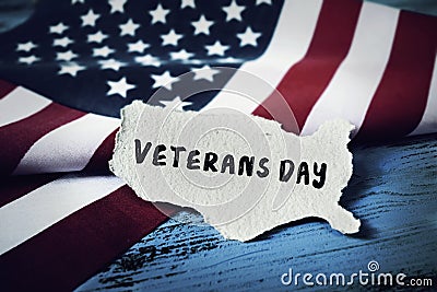 Text veterans day and the flag of the US Stock Photo