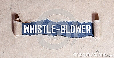 text Whistle-blower on torn paper, business concept Stock Photo