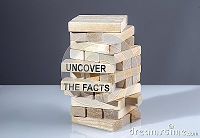 The text on wooden blocks UNCOVER THE FACTS Stock Photo