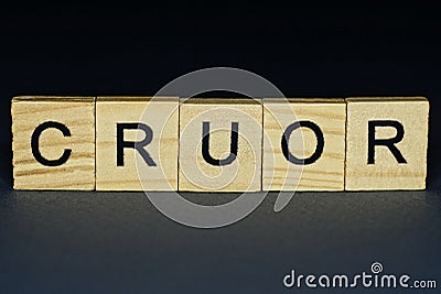 Text on word cruor from gray wooden letters Stock Photo